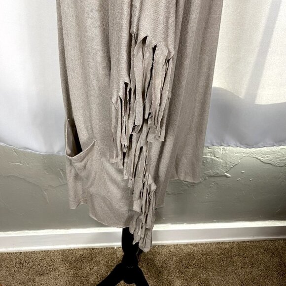 All @ Once light brown fringe pocket batwing knit cardigan. Size medium - Picture 7 of 10